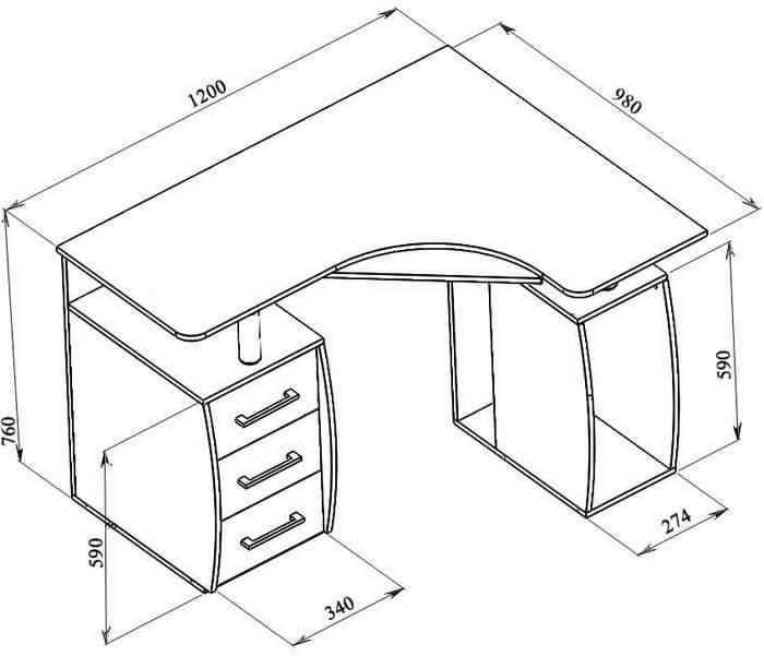 Планировка углового стола