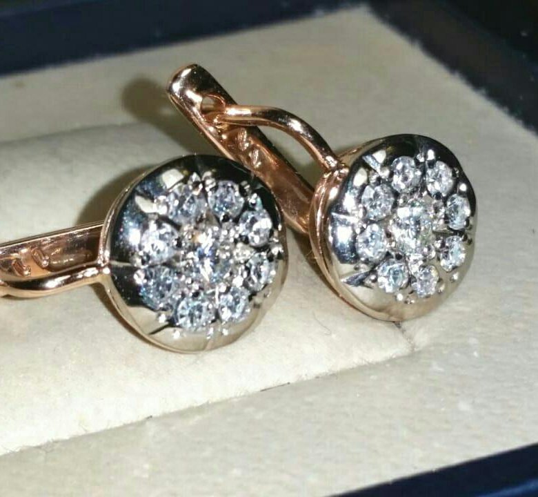 Советские золотые серьги с бриллиантами