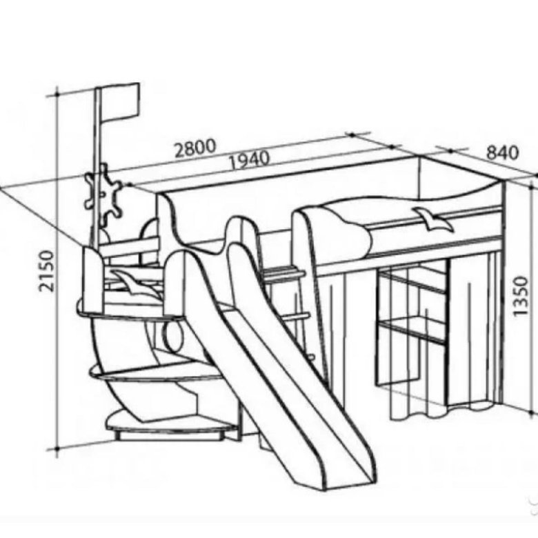 Детская кровать адмирал с горкой