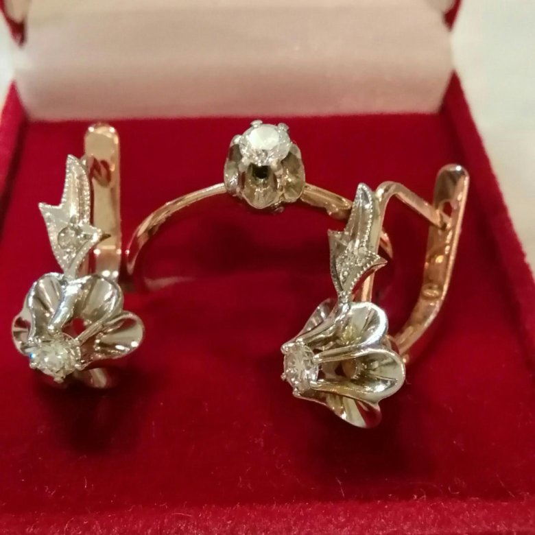 Комплект золото серьги и кольцо