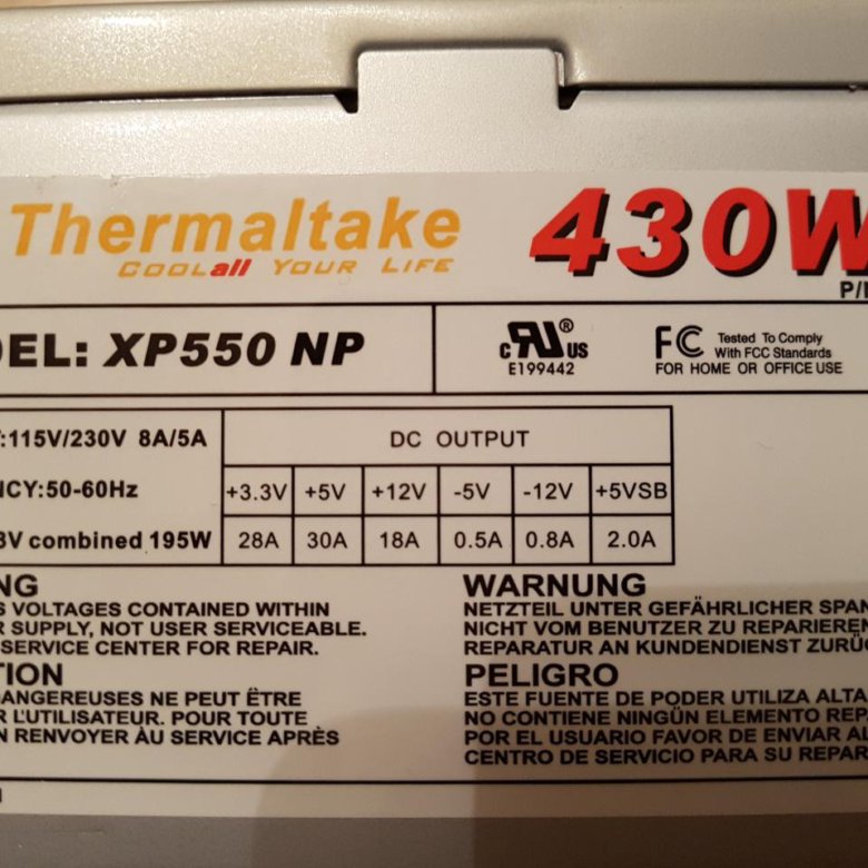 Thermaltake 430w xp550pp схема