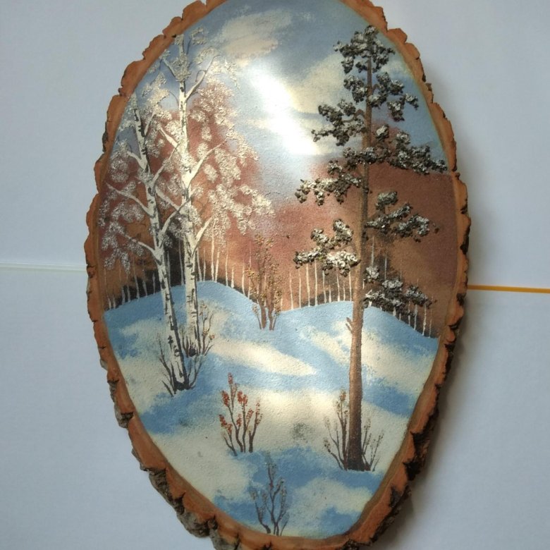 Картины на срезах дерева
