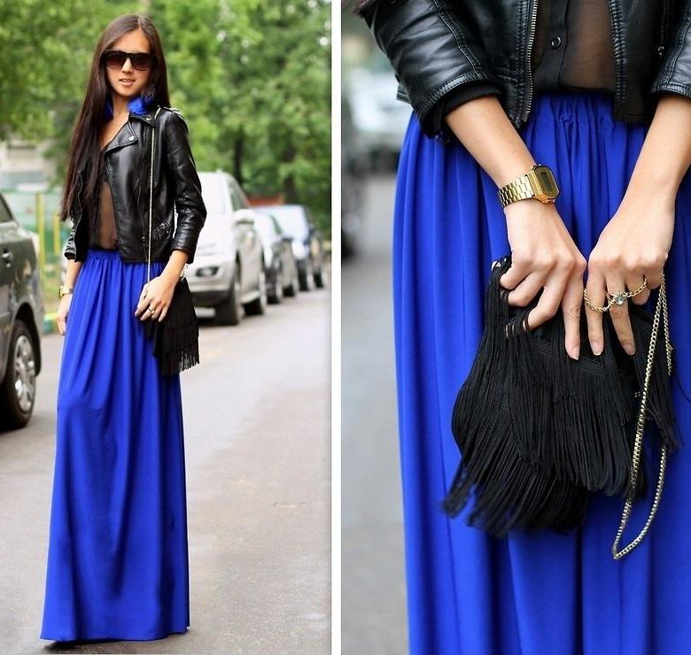 Длинные юбки голубого цвета