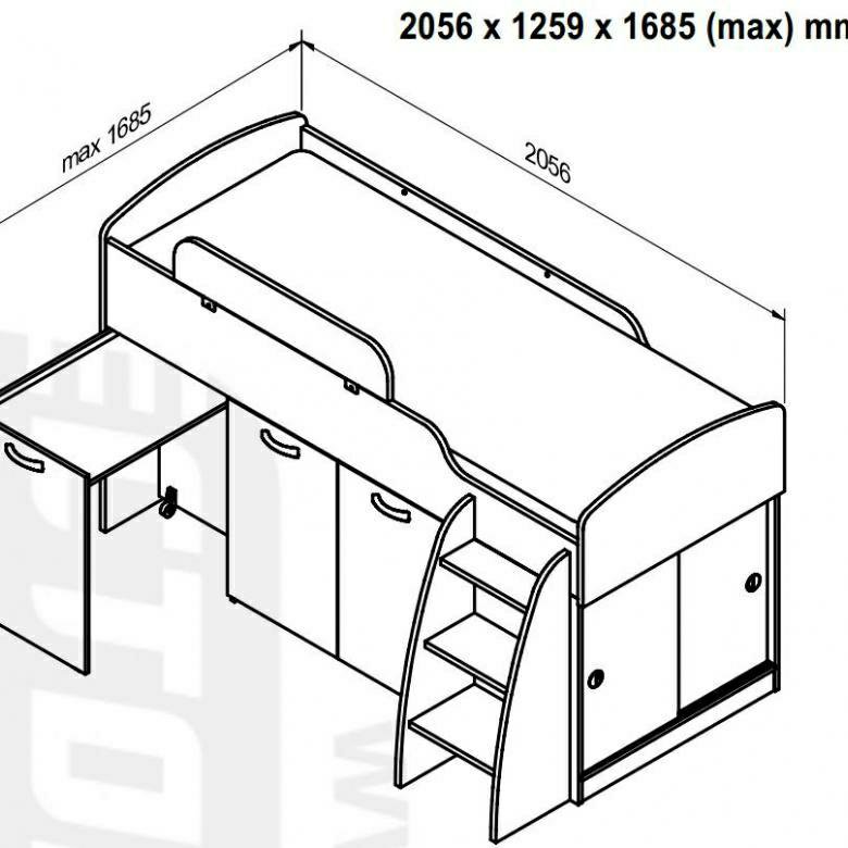 Кровать чердак с выдвижным столом схема сборки