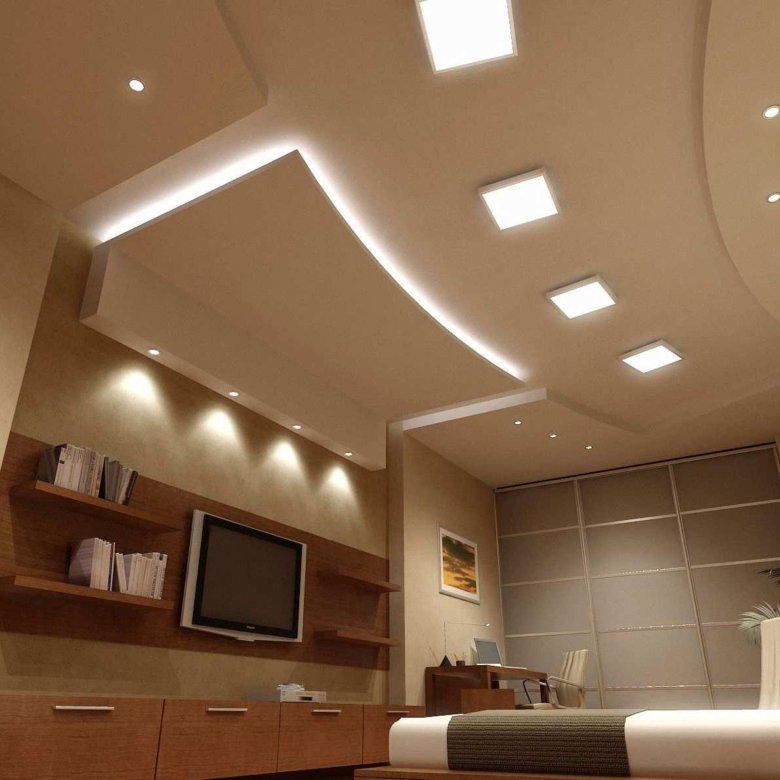 светильники для двухуровневых потолков из гипсокартона