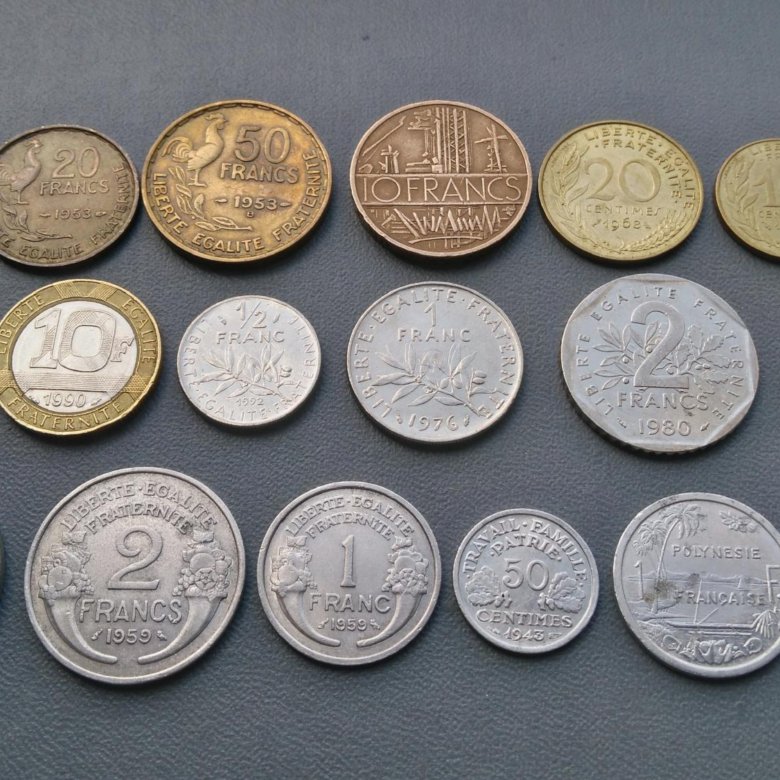 Монеты 19 года. Французские монеты. Название разменной монеты Франции.