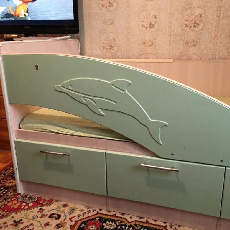 Кровать дельфин детская с ящиками фото