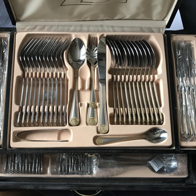 столовые приборы германия. набор приборов royal. Solingen quality набор комплект вилок ложек. набор royal salute 24 carat. E.