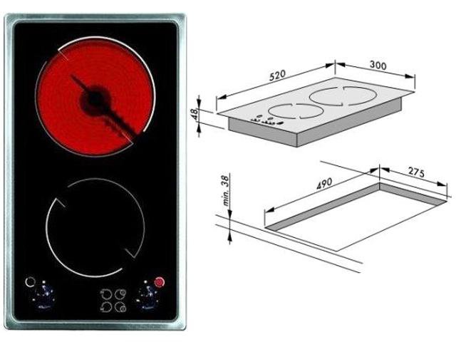 Размеры варочных панелей электрических встраиваемых для кухни 2 конфорки
