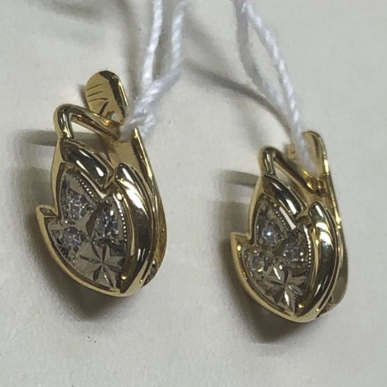 Советские золотые серьги с бриллиантами
