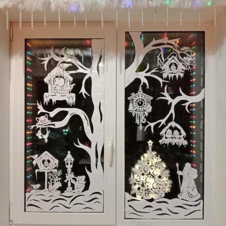 Оформление окон к новому году трафареты HeatProf.ru