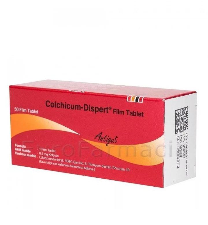 Колхикум наличие в аптеках москвы. Colchicum Dispert 0.5 MG 50 табл Турция красная упаковка. Колхикум-дисперт 0,5мг. Колхикум дисперт 0.5. Колхикум дисперт 0.5мг 20.