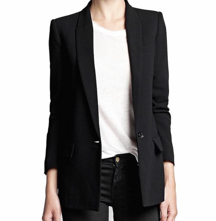 Длинный черный пиджак женский с чем носить