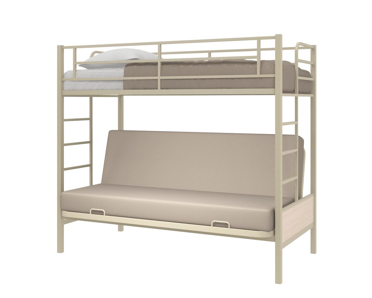 двухъярусная кровать с диваном металл