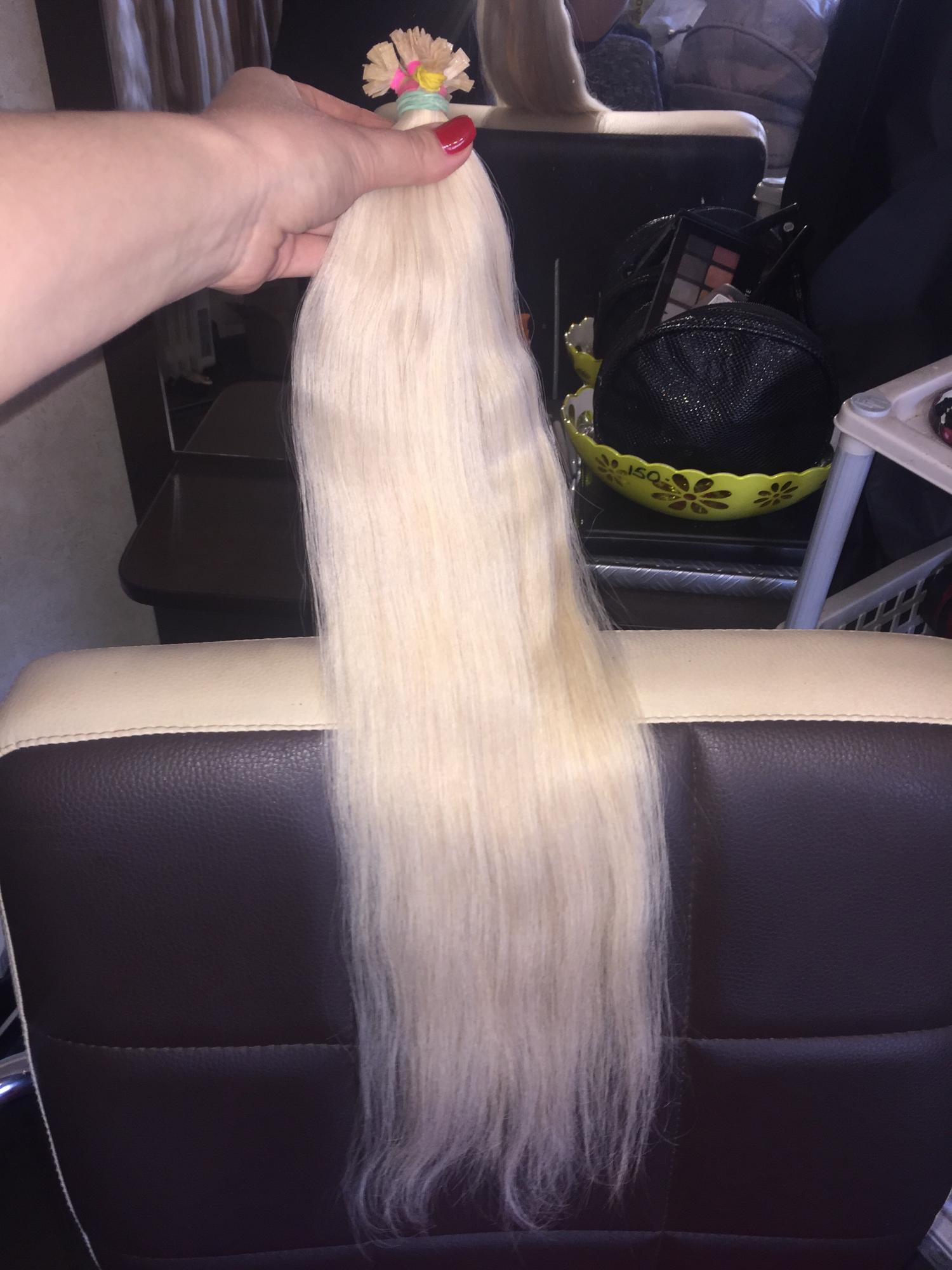 Наращивание волос 40см Славянка блонд 150 капсул