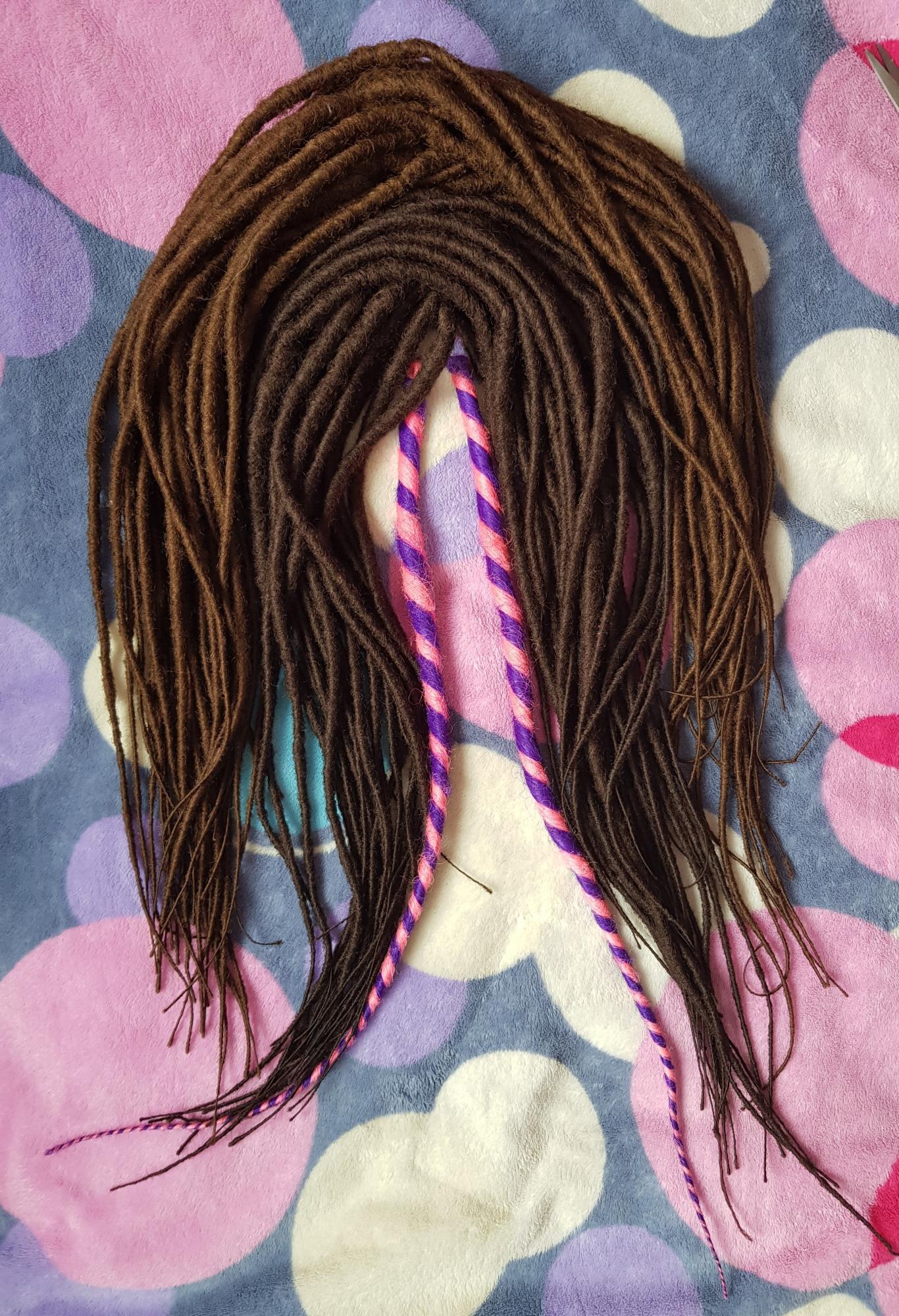 Two-tone dreadlocks 51 PCs + 2 purple pink Worn once, wove to order Cost 4 ...