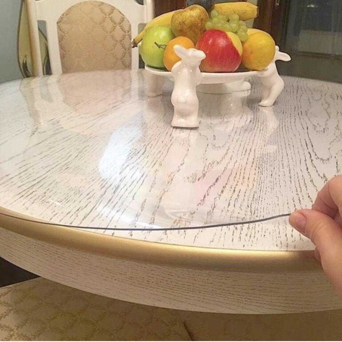прозрачная скатерть на кухонный стол круглая