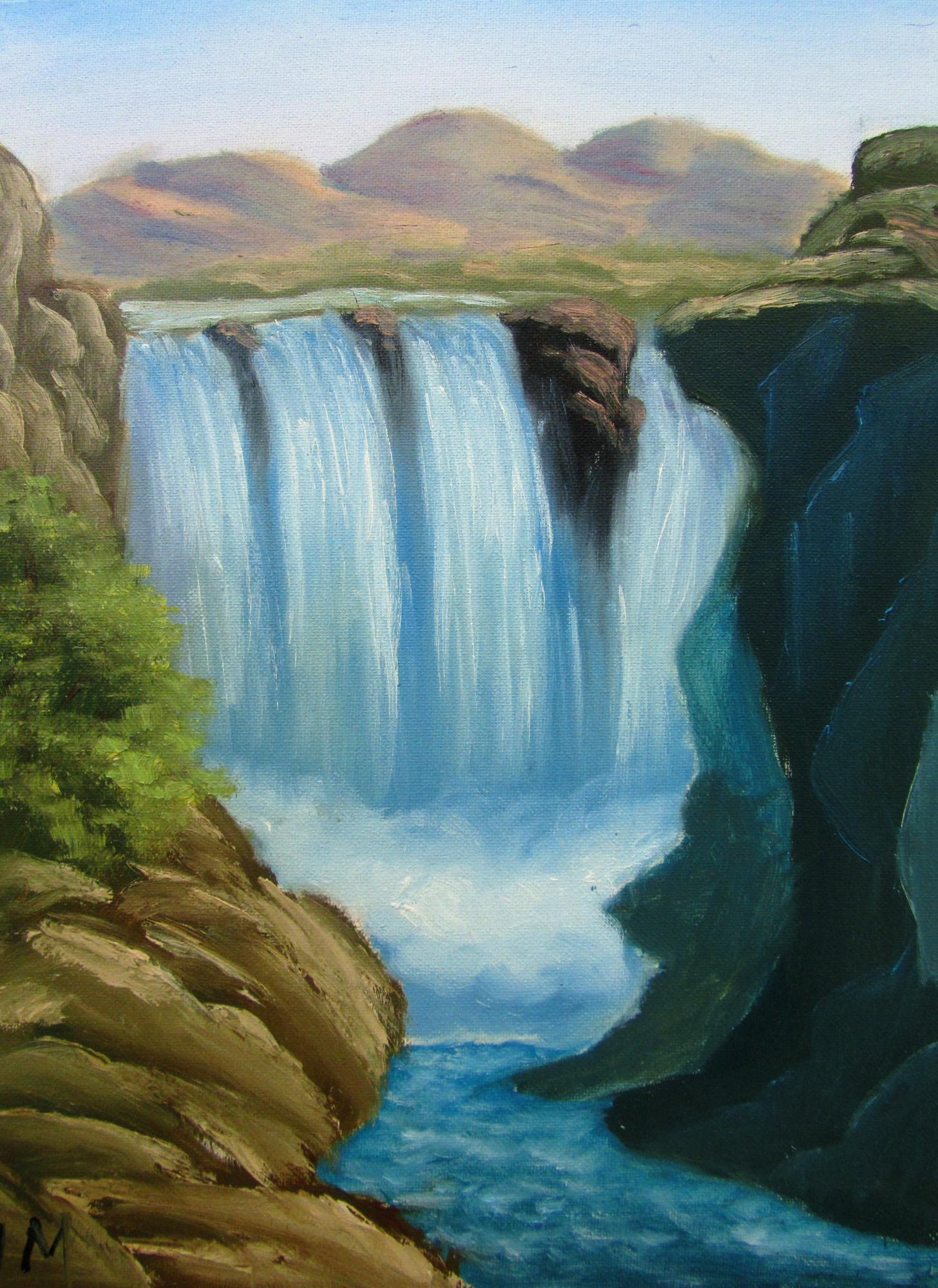 Картины маслом на холсте водопад